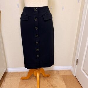 NYCC New York Clothing Co. Black Button Front Pencil Skirt Knee Length Size M